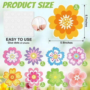 54-piece floral cutout paper set for spring bulletin boards and classroom decoration