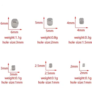 Polished stainless steel square spacer beads specifications and size comparison table