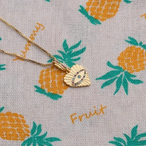 Minimalist gold plated star necklace with colorful zircon heart evil eye pendant