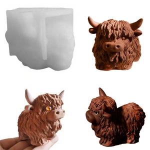 Highland Cow Silicone Mold DIY 3D Animal Shape For Handmade Scented Candle Soap Gypsum Resin Baking Crafting Tool