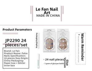Dettagli del kit JP2290 con 24 unghie finte French bianche e colla speciale da 1 grammo