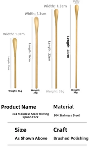 Specifications of 304 stainless steel long handle stir spoons in four different lengths