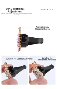 Detail showing the 90-degree rotating car air vent clip for horizontal or vertical vents