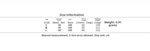 Size chart for women double breasted trench coat with shoulder and length measurements
