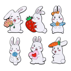 Cute Cartoon White Rabbit Enamel Brooch Pin Zinc Alloy Kawaii Animal Jewelry For Women Kids Backpack Clothes Decoration