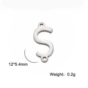 Silver dollar sign stainless steel connector charm for DIY jewelry making 12x5.4mm