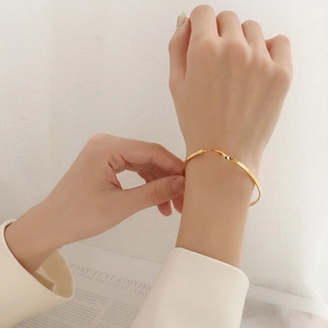 Twisted Cuff Bracelet Titanium Steel 18K Gold Plated Open Adjustable Minimalist Mobius Bangle Women Jewelry