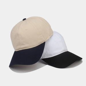 Minimalist soft top cotton baseball caps in navy blue and black contrasting colors