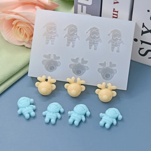 Christmas silicone mold featuring Santa Claus and reindeer shapes for DIY cake baking