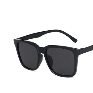 Classic black square frame sunglasses with minimalist unisex design and premium metal hinges