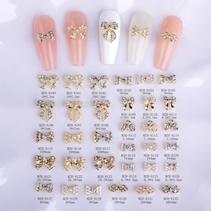 Bowknot Nail Art Charms 3D Alloy Rhinestone Artificial Pearl Manicure Decorations Japanese Style Luxury Jewelry Accessories