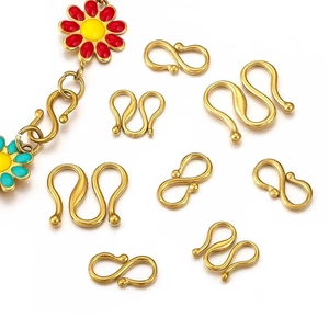 18k gold plated stainless steel S and M clasps with colorful enamel flower charms