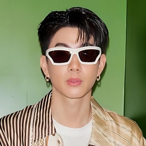 Fashionable thick white frame oversized sunglasses for men featuring dark tinted lenses