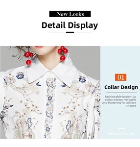 Détail d'un col à imprimé paisley vintage sur une robe blanche aux finitions fines