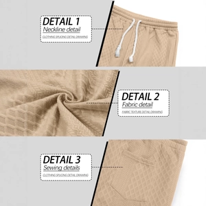 Men's khaki waffle knit shorts with elastic drawstring waist and side pocket details