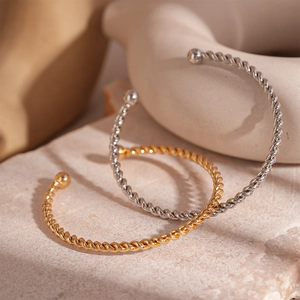 Twisted Rope Cuff Bracelet Alloy Open Geometric Bangle Minimalist Elegant Jewelry For Women