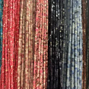 Perles carrées en pierre naturelle multicolore pour la création de bijoux DIY et colliers