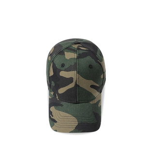 Cappellino da baseball mimetico in cotone con design a sei pannelli e visiera curva