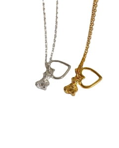 S925 sterling silver necklaces featuring gold and silver bear and hollow heart pendants