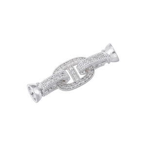 Macro shot of silver paved anchor chain connector buckle for jewelry making
