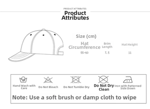 Detailed size chart for teddy fleece baseball cap with 55-60cm head circumference