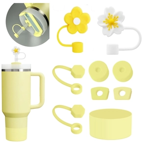 Set accessori per tazza stile Stanley in silicone copricanna di paglia tappi antiperdita