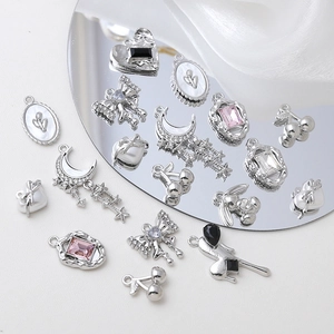 Breloques En Alliage DIY Pour La Fabrication De Bijoux Cœur Nœud Lune Étoile Cerise Lapin Avec Strass Gemme Coquille Pour Colliers