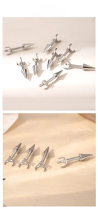 Detail of 4mm ball F136 titanium piercing stud components with industrial punk screw head