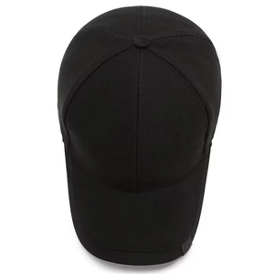 Classic black six-panel baseball cap with twill texture and adjustable fit for men