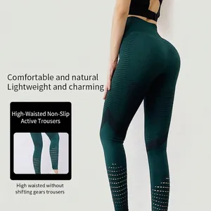 Leggings da yoga verde scuro a vita alta con ritagli traspiranti e vestibilità slim