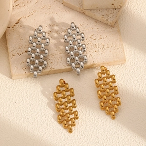 Orecchini geometrici traforati in acciaio inossidabile oro e argento con finitura lucida