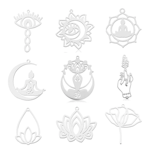 Stainless Steel Charms Pendants Lotus Tree Of Life Yoga Buddha Hollow For DIY Jewelry Making Accessories