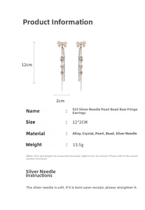 Détail des boucles d'oreilles nœud en perles argent 925 avec cristaux et dimensions