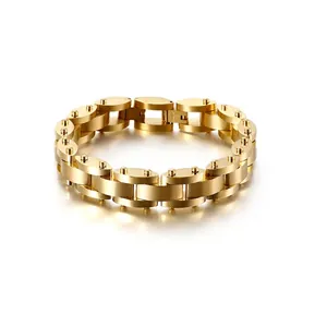Stainless Steel Mechanical Link Bracelet Industrial Rivet Heavy Texture Men Fashion Punk Jewelry Accessory