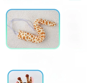 Plush giraffe tail with built-in wire for flexible styling and elastic waist band