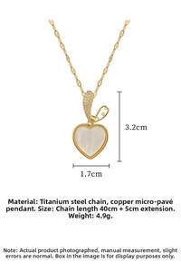 Detailed size specifications for the heart pendant necklace with dimensions and weight