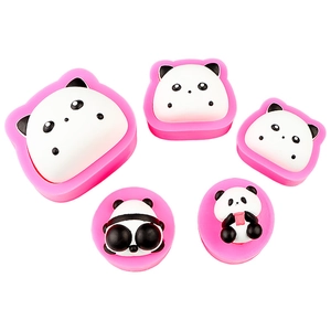 5-piece cute cartoon panda silicone fondant molds for cake decorating and chocolate DIY
