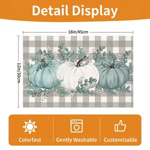 Thanksgiving pumpkin plaid placemat for table decoration in 45x30cm size