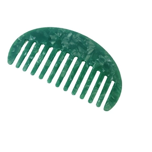 Vintage dark green marble texture acetate wide-tooth hair comb with minimalist design