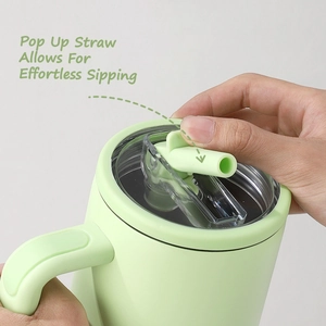 40oz insulated tumbler with green pop-up straw lid for effortless sipping and portable use