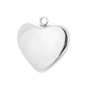 Minimalist silver heart-shaped stainless steel pendant on a clean white background