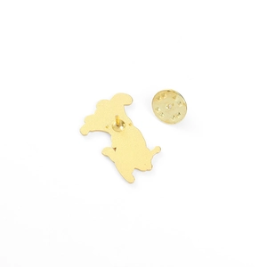 Golden mushroom musical concert enamel pin back view with secure butterfly clutch
