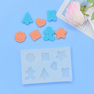 Silicone cookie mold with bear, heart, and star shapes for DIY resin and fondant crafts