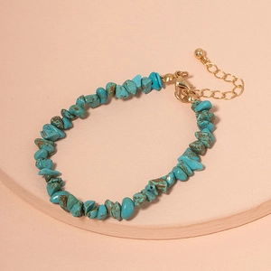 Bohemian Irregular Natural Stone Bracelet Alloy Turquoise Labradorite Chip Adjustable Retro Jewelry For Women