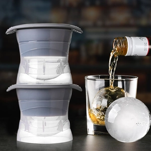 Large Ice Ball Mold Sphere Round Ice Cube Maker Flexible Silicone Plastic Reusable Barware Tool For Whiskey Cocktails