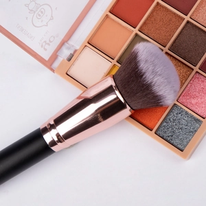 Pro round head foundation and powder brush with soft gradient bristles and rose gold ferrule