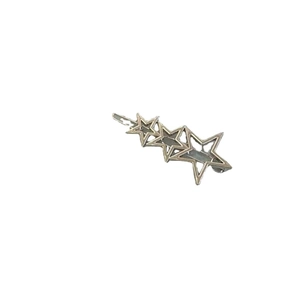 Fermaglio per capelli a stella cava stile Y2K in argento antico con tre stelle