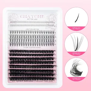 Macro detail of D-curl DIY eyelash extensions with mixed lengths from 5mm to 16mm