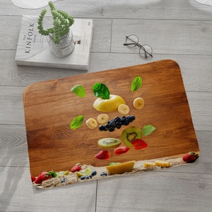 Absorbent fruit flannel door mat with wood texture pattern for bathroom and living room