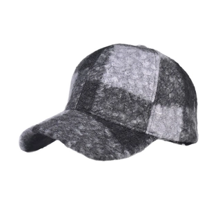 Classic checkered wool baseball cap for men and women with a vintage plaid pattern